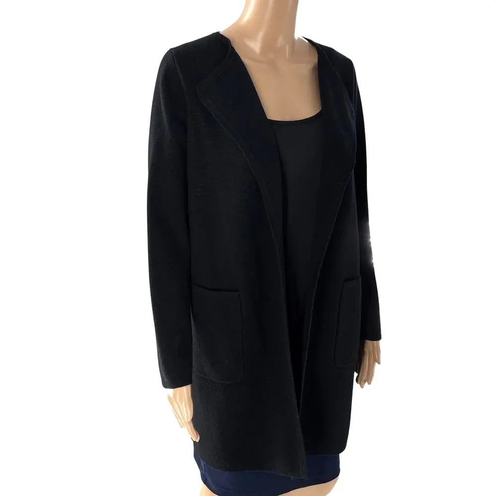 J. Crew Black Juliette Collarless Open Front Sweater Blazer